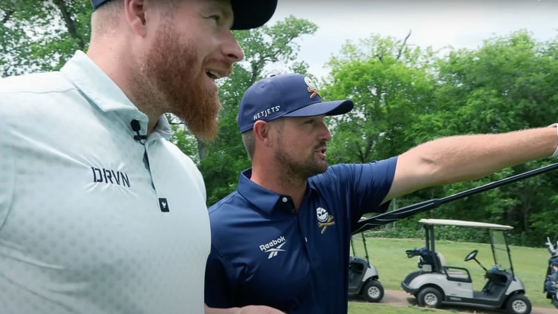 Martin Borgmeier und Bryson DeChambeau im Riverside Golf Club. (Screenshot: Youtube.com/@brysondechambeau)
