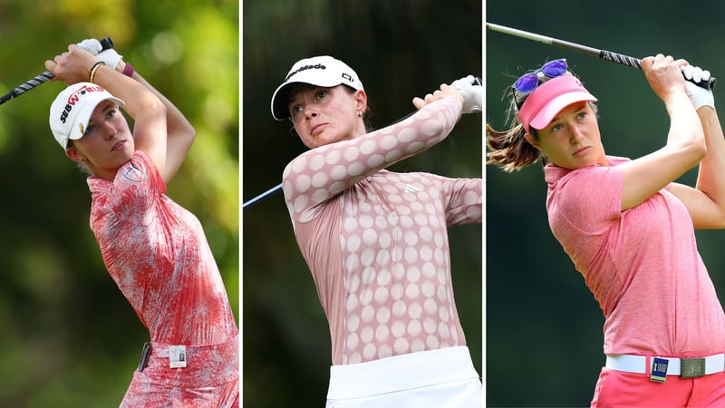 Die Tee Times: Esther Henseleit, Alexandra Försterling und Laura Fünfstück gehören beim Amundi German Masters in Hamburg zu zahlreichen deutschen Starterinnen. (Fotos: Getty)