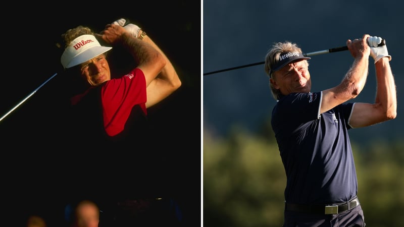 1990 vs. 2025: BErnhard Langer im Laufe der Jahre. (Fotos: Getty)
