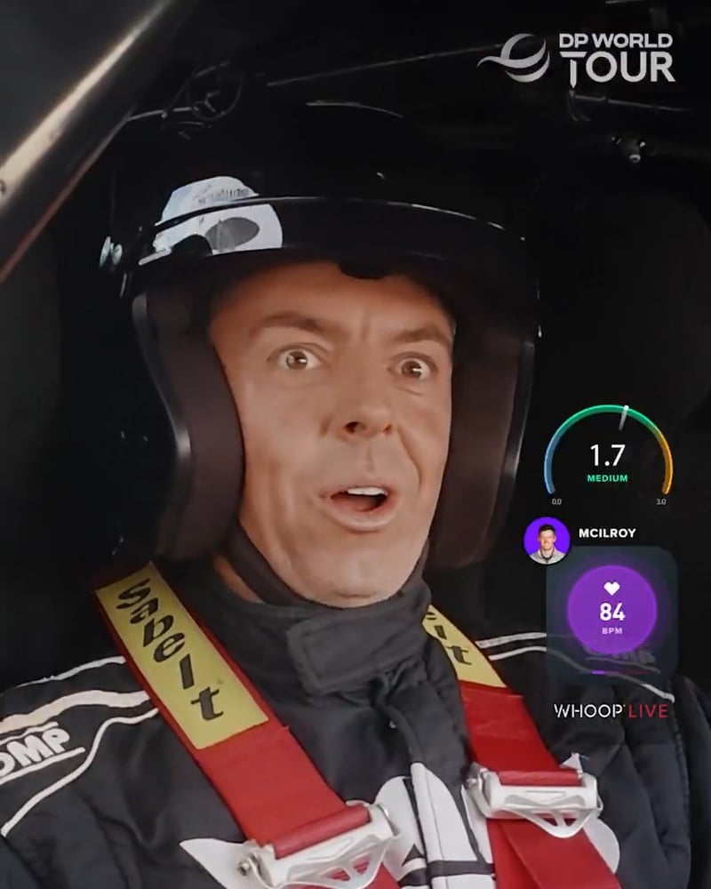 Rory McIlroy bei 200 mph auf der Rennstrecke Yas Marina Circuit - (@DPWorldTour)