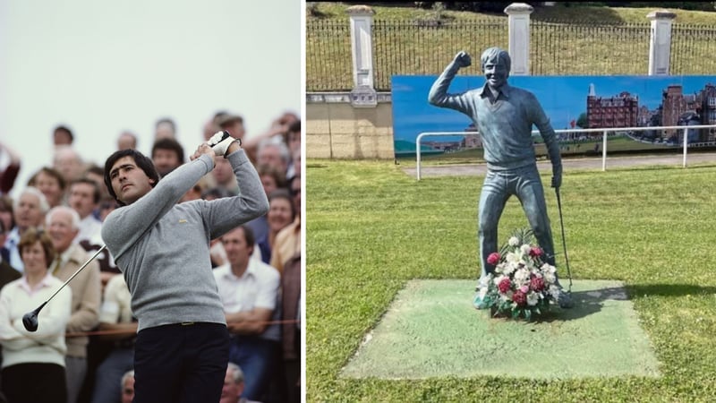 Eine Bronzestatue die Golflegende Severiano Ballesteros zeigt wurde gestohlen. (Fotos: Getty und instagram/ayto.marinadecudeyo)