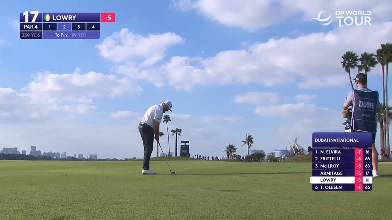 Shane Lowry erzielt Birdie am 17. Loch beim Dubai Invitational - (@DPWorldTour)