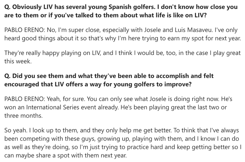 Pablo Ereno überzeugt mit starker Runde bei LIV Golf Qualifikation - (@thegolfeditor)