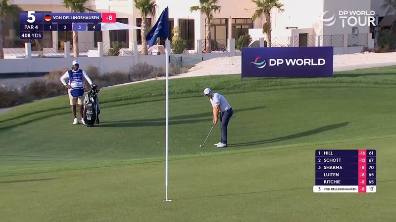 Nicolai von Dellingshausen nutzt Platzkonturen beim Bahrain Championship - (@DPWorldTour)