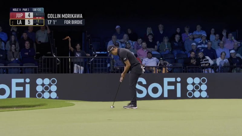 Collin Morikawa beeindruckt mit 17-Fuß-Putt bei Tomorrow Golf League - (@TGL)