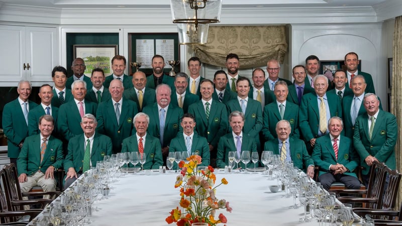 US Masters 2026 zeigt die versammelten ehemaligen Masters-Champions beim traditionellen Champions Dinner in Augusta. (Foto: X.com/TheMasters)