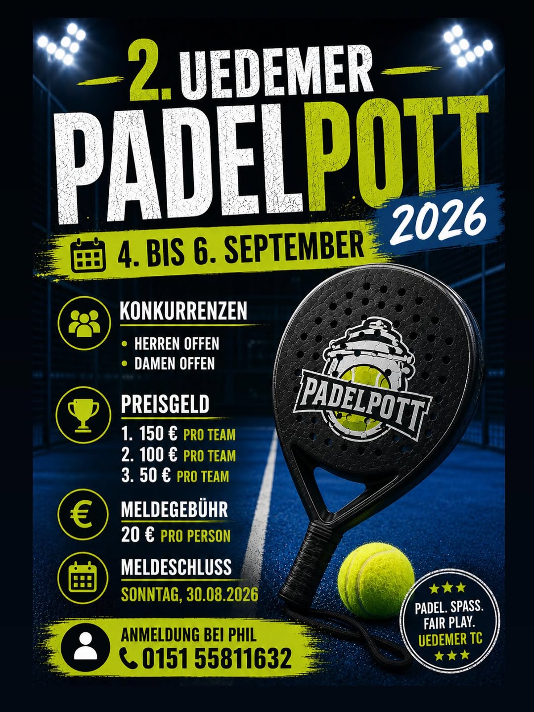 Uedemer Padelpott 2026: segunda edição do torneio alemão reúne competição e diversão