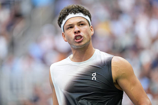 Ben Shelton reacts in the third set of the final against Alexander Zverev.