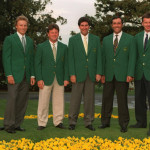 V.l.n.r.: Sandy Lyle, Bernhard Langer, Ian Woosnam, Jose Maria Olazabal, Seve Ballesteros und Nick Faldo vor dem Champions Dinner beim US Masters Tournament 1995, (Foto: Getty)