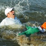 THE BELFRY - 29 SEPTEMBER: Paul McGinley of Europe is thrown into the lake after holing the winning putt during the final day singles of the 34th Ryder Cup matches between Europe and the USA at the De Vere Belfry in Sutton Coldfield, England on September 29, 2002. Europe won 15.5 to 12.5. (photo by Jamie Squire/Getty Images)