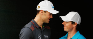Rory McIlroy, Martin Kaymer und Jamie Donaldson teen bei der BMW PGA Championship in Wentworth gemeinsam auf.