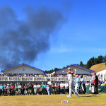 Rauch über dem Chambers Bay Golf Club.