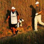 Justin Rose und sien Caddie in der dritten Runde der PGA Championship. (Foto: Getty)