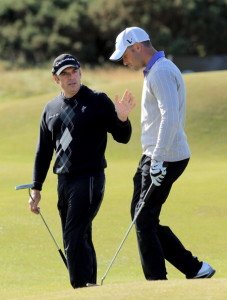 Oscar Pistorius mit Paul McGinley bei der Alfred Dunhill Links Championship 2012.