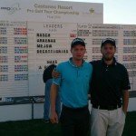 Moritz Klawitter (re.) mit Freund und Caddie Marcel Maurice Wilke beim Saisonfinale der Pro Golf Tour. (Foto: Moritz Klawitter)