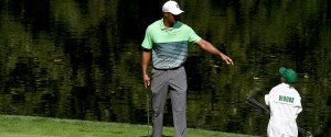 Tiger Woods mit einem seiner Kinder beim Par-3 Wettkampf in Augusta.