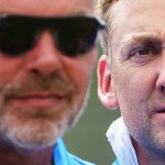 Ryder-Cup-Kapitän Darren Clarke (l.) sieht Ian Poulter und Lee Westwood nach dem Sieg im EurAsia Cup sicher im Team für Hazeltine.