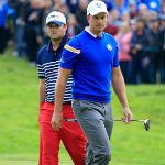 Patrick Reed und Henrik Stenson während ihres Einzelmatches beim Ryder Cup 2014. (Foto: Getty)