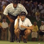 Tiger Woods und Annika Sörenstam im Flutlicht des Bighorn GC. (Foto: Getty)