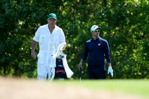 Der Australier Adam Scott, der als Top-Favorit angereist ist, hat wie angekündigt seinen neuen (alten) Caddy Steve Williams dabei, der nun zum Masters an seine Tasche zurückkehrt. (Foto: Getty)