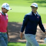 Das Dream-Team der Proberunde am Dienstag ist sicherlich diese australische Kombo bestehend aus Jason day und Adam Scott. Beide sind mit zwei Turniersiegen in dieser Saison nach Augusta gekommen und proben vielleicht schonmal für den finalen Sonntagsflight. (Foto: Getty)