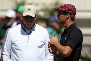 Bryson DeChambeau mit seinem Trainer Mike Schy beim Masters 2016 in Augusta. (Foto: Getty)