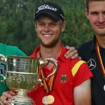 Hurly Long (mitte) setzt sich bei der 77. Internationalen Amateurmeisterschaft gegen Christian Bräunig (rechts) und Michael Ludwig durch. (Foto: DGV/Stebl)