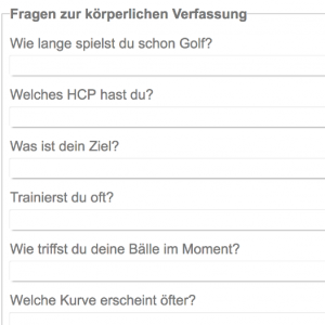 Ein Teil des Fragebogens. (Foto: Screenshot golf-doktor.de)