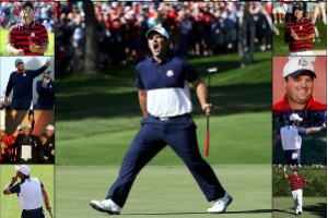 Patrick Reed der den Ryder Cup lebt, pushed sich und die Zuschauer. (Foto: Twitter @NE14GLF)