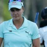Der Moment der Enttäuschung. Lexi Thompson (USA) verliert nach vier nachträglich auferlegten Strafschlägen das Stechen bei der ANA Inspiration.
