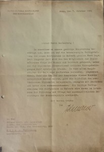 In einem Brief bittet Konrad Adenauer um die Fertigstellung des Platzes. (Foto: Golf- und Land- Club Köln)