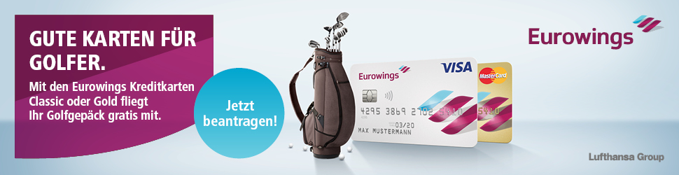 Mit Eurowings kann Ihr Golfgepäck kostenlos auf Riesen gehen.