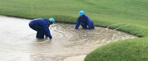 Gefluteter Bunker bei einem LPGA-Turnier (Foto: Getty)