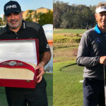 Bernhard Langer und Sohn Jason (rechts) müssen Team Cabrera (links) den Sieg überlassen. (Fotos: Twitter/@PNCFatherSon)