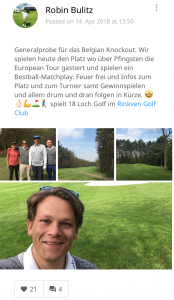 Golf Post Redakteur Robin Bulitz nahm den Platz des Belgian Knockouts zusammen mit zwei Usern und seinem Kollegen, Johannes Eck, unter die Lupe. (Foto: Golf Post App)