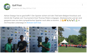Adrian Otaegui sichert sich den Titel beim Belgian Knockout und die Golf Post Community erfährt es als aller erstes. (Foto: Golf Post)