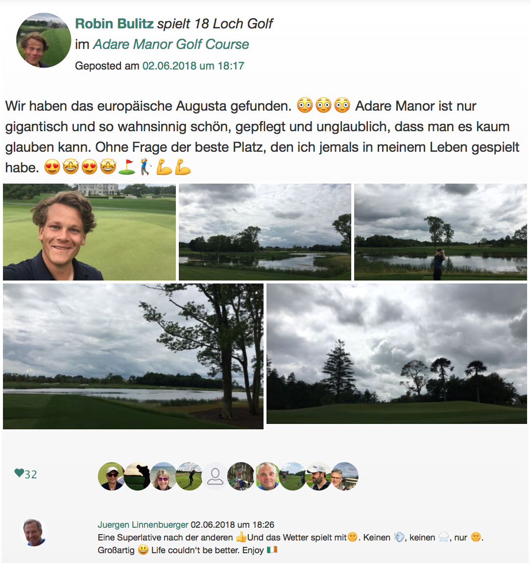 Unser Redakteur hat seine Eindrücke aus dem "Adare Manor Golf Club" auch in der Community festgehalten. (Foto: Golf Post)