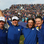 Die englischen Ryder Cupper nach dem Sieg beim Ryder Cup 2018 in Paris. (Foto: Getty)