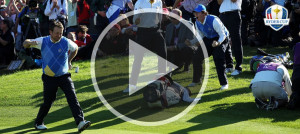 Graeme McDowell zelebriert seinen Putt an Loch 16 beim Ryder Cup 2010 in Celtic Manor. (Foto: Getty)