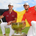Thomas Pieters und Thomas Detry feiern den Sieg beim World Cup of Golf 2018. (Foto: Twitter.com/@tomdetry)