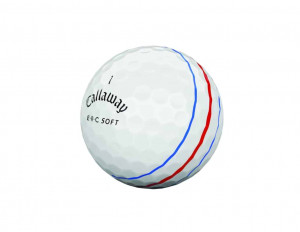 Die drei Ausrichtungslinien auf dem ERC Soft Golfball sind in blau und rot gehalten. (Foto: Callaway)