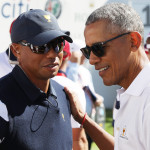 Tiger Woods und Barack Obama beim Presidents Cup im Gespräch. (Foto: Getty)