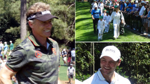 Bernhard Langer (l.) und Martin Kaymer (r.) beim Par-3-Contest des Us Masters 2019. (Fotos Golf Post)