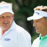 Montgomerie und Langer kennen sich schon lange. Hier sind sie gemeinsam bei der U.S. Senior Open Championship im Jahr 2013 unterwegs. (Foto: Getty)