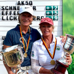 Sicherten sich die beiden Titel bei der Deutschen Meisterschaft der Damen in der Altersklasse 50, Britta Schneider (links im Bild) und in der Altersklasse 65, Chris Utermarck. (Foto: DGV/Langer Sport Marketing)