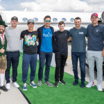 Matt Wallace, Thorbjörn Olesen, Rafa Cabrera-Bello, Matt Fitzpatrick, Martin Kaymer und Bernd Wiesberger werden am Flughafen in München standesgemäß in Empfang genommen. (Foto: BMW Sport)