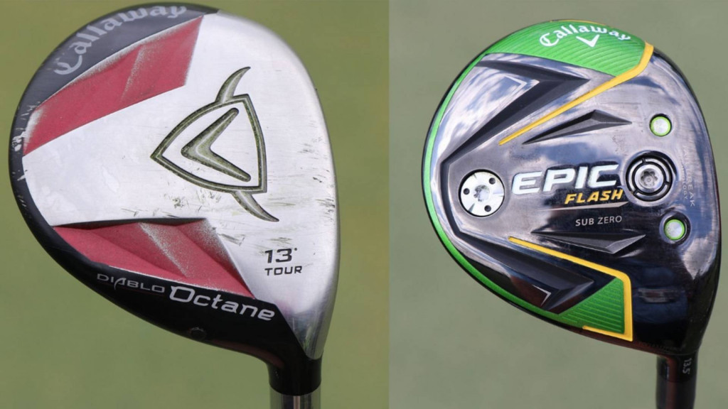 Links: Stensons alte Liebe, das Callaway Diablo Octane Holz 3; Rechts: Stensons neues, junges Ding, der Callaway Epic Flash Sub Zero (Foto: Andrew Tursky/PGA TOUR)