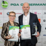 Franca Fehlauer und Arne Dickel halten ihre Awards in den Händen. (Bildquelle: Getty)