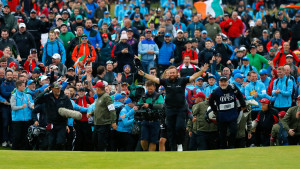 Shane Lowry wird bei der British Open 2019 frenetisch von den Fans gefeiert. (Foto: Getty)