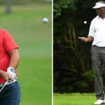 Brady Schnell (links) kritisiert Vijay Singh (rechts) wegen seiner Teilnahme an einem Korn Ferry Tour Event scharf. (Foto: Getty)